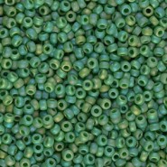 Miyuki seed beads 11/0 - Matted opaque green ab 11-411FR